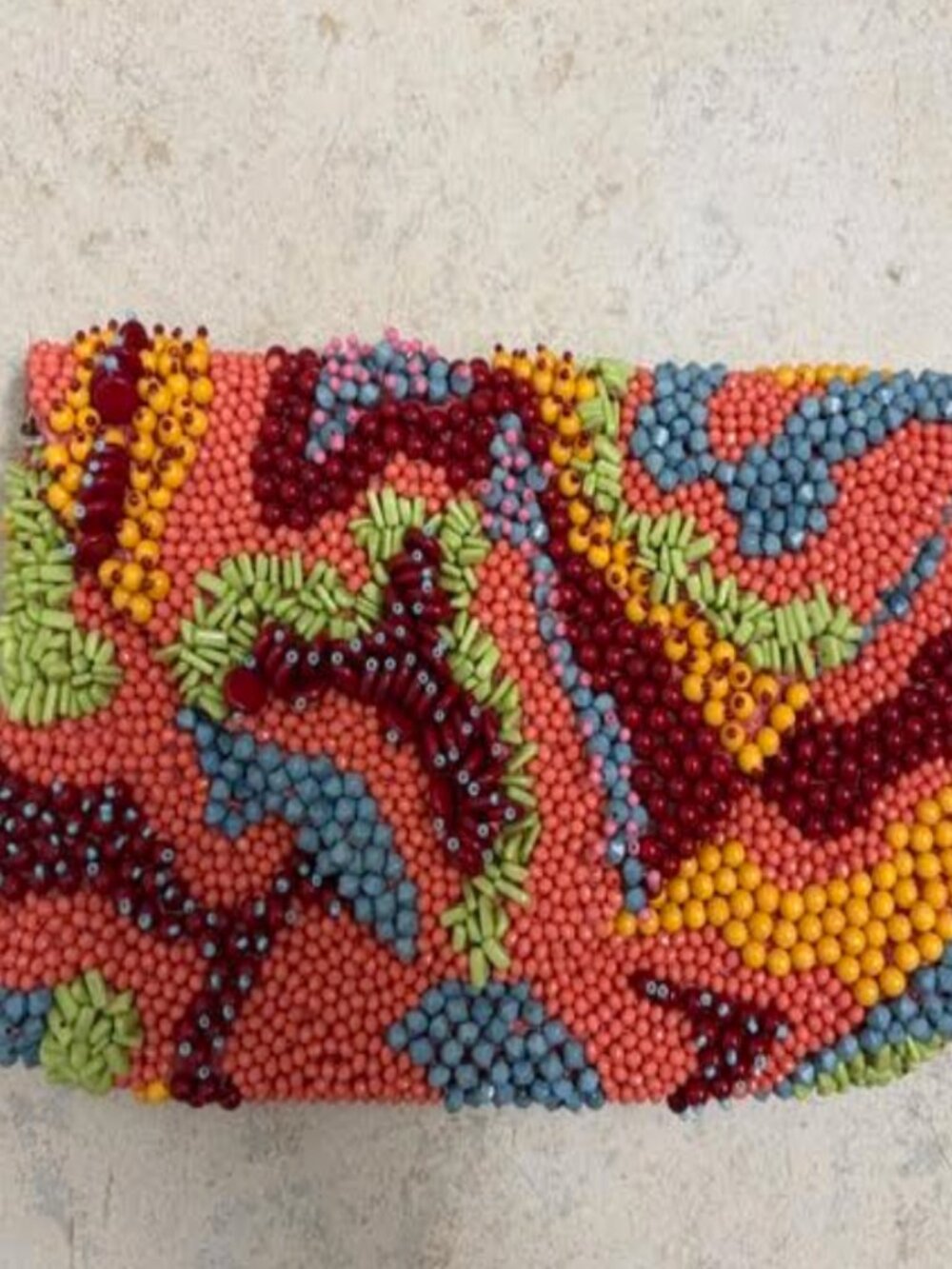 Beaded Bag Clutch Crossbody Envelope Coral Red Blue Green Yellow NWOT